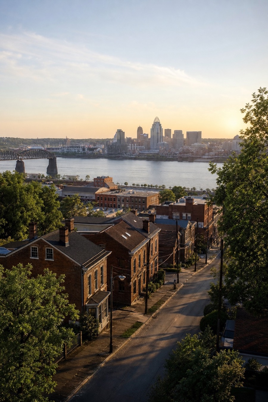 Northern Kentucky streetscape near the Ohio River